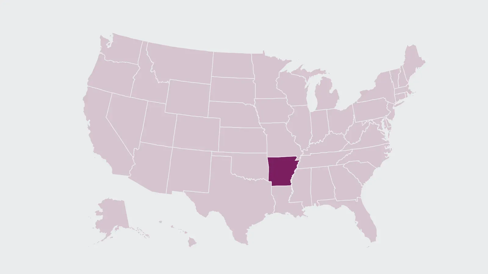 Map of the United States with Arkansas highlighted