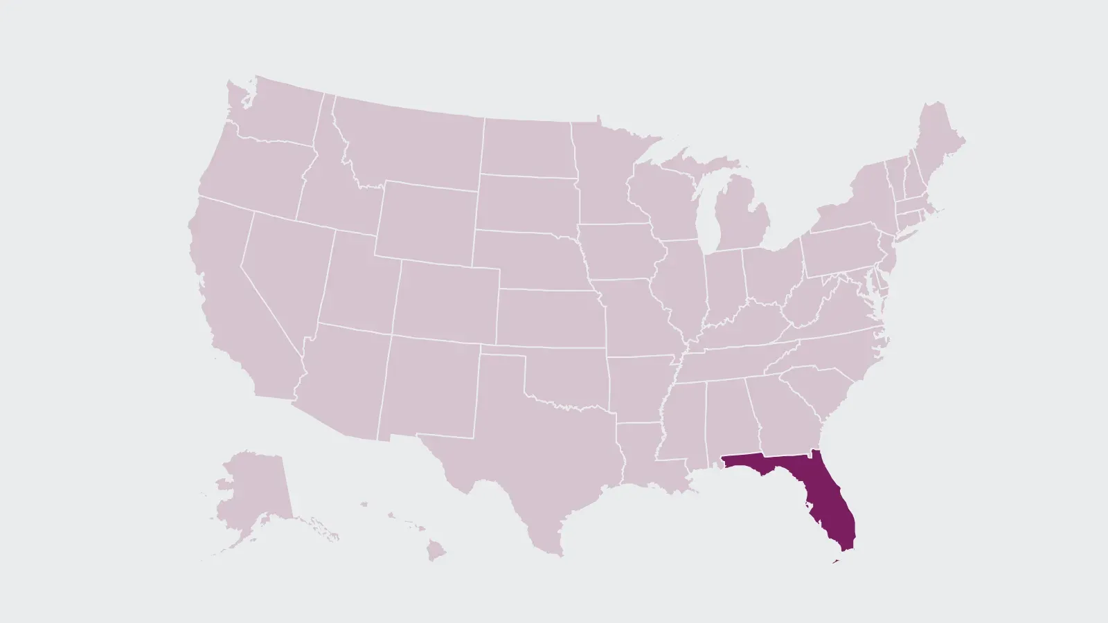 Map of the United States with Florida highlighted