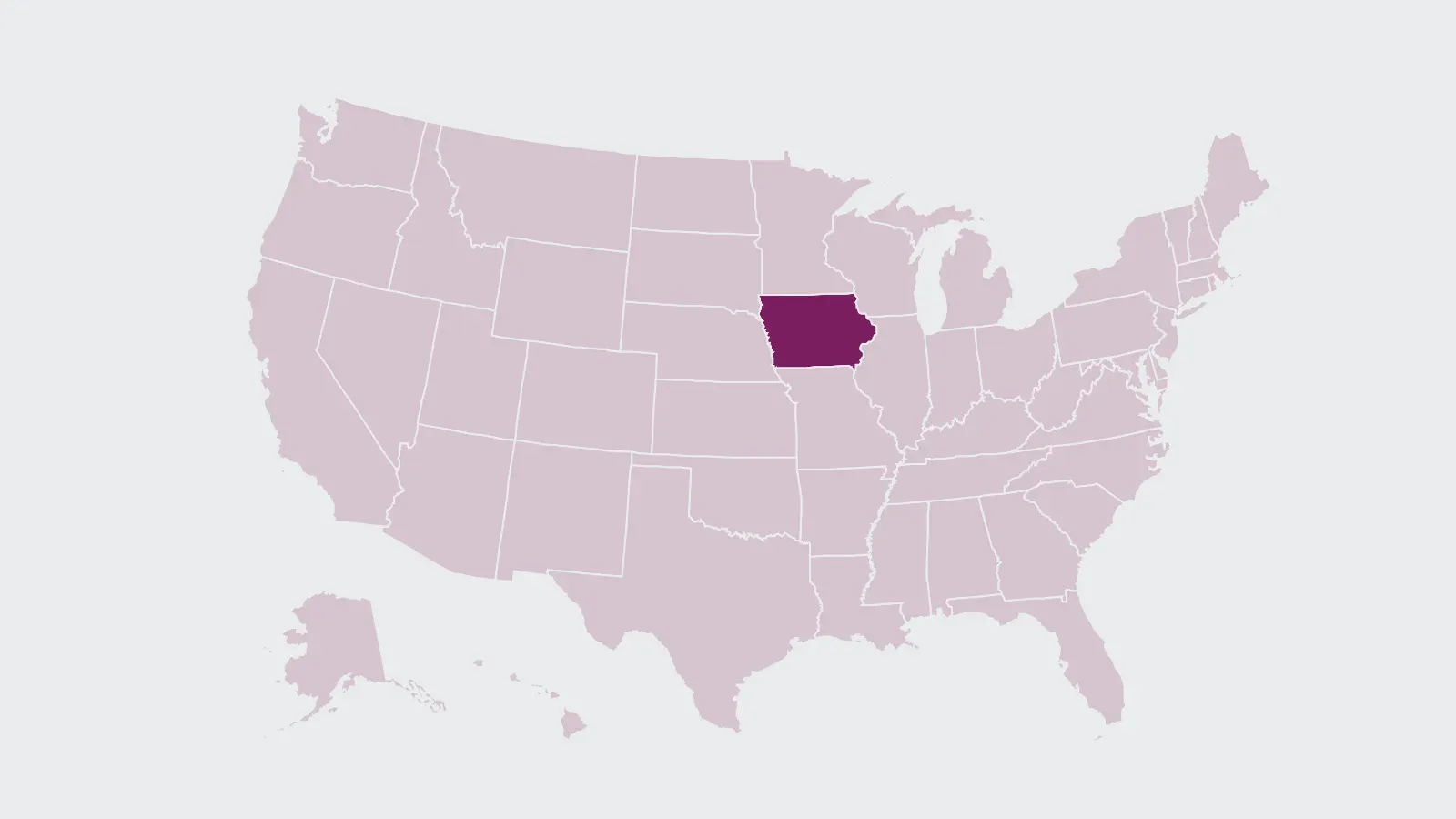Map of the United States with Iowa highlighted