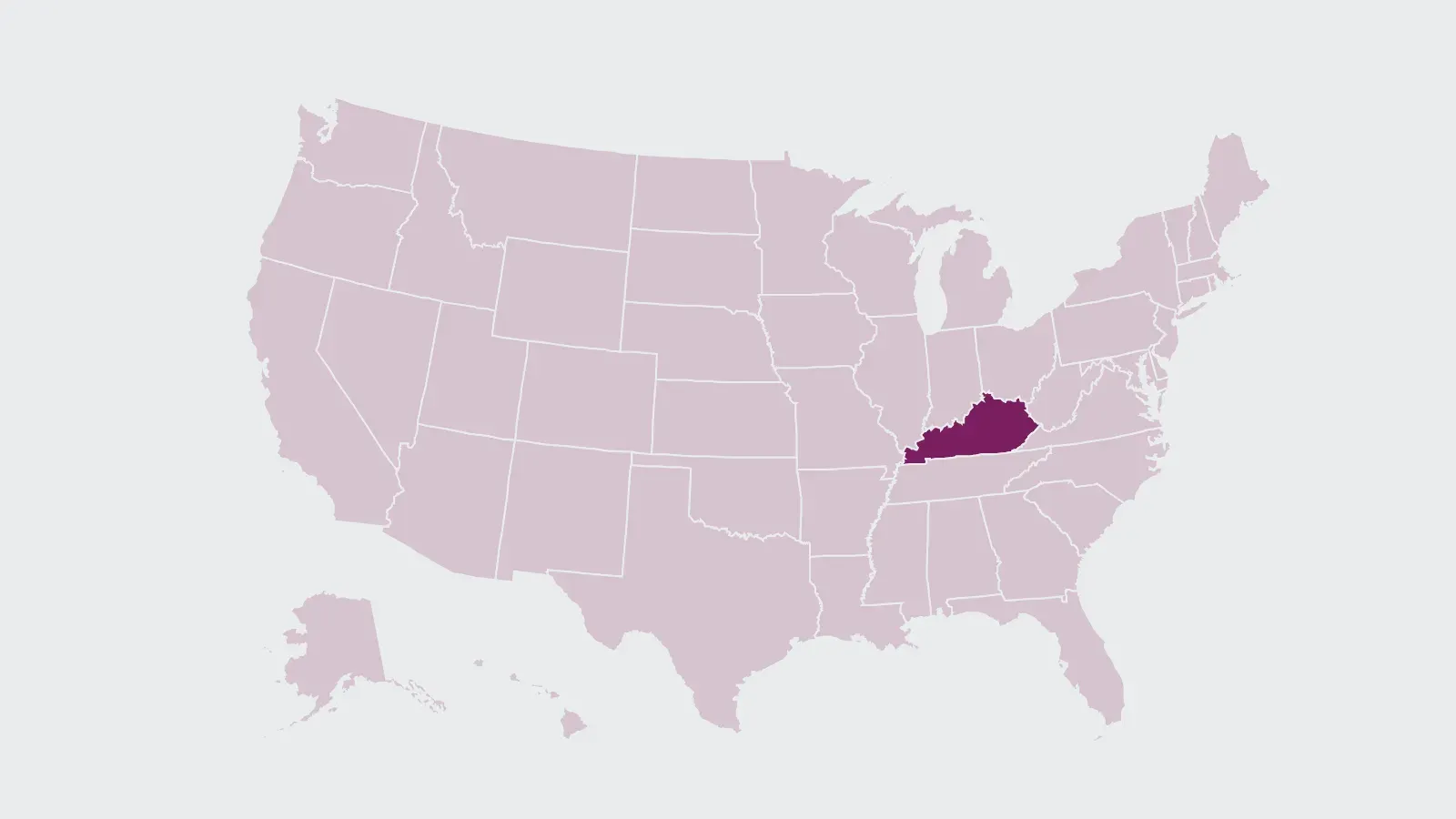 Map of the United States with Kentucky highlighted