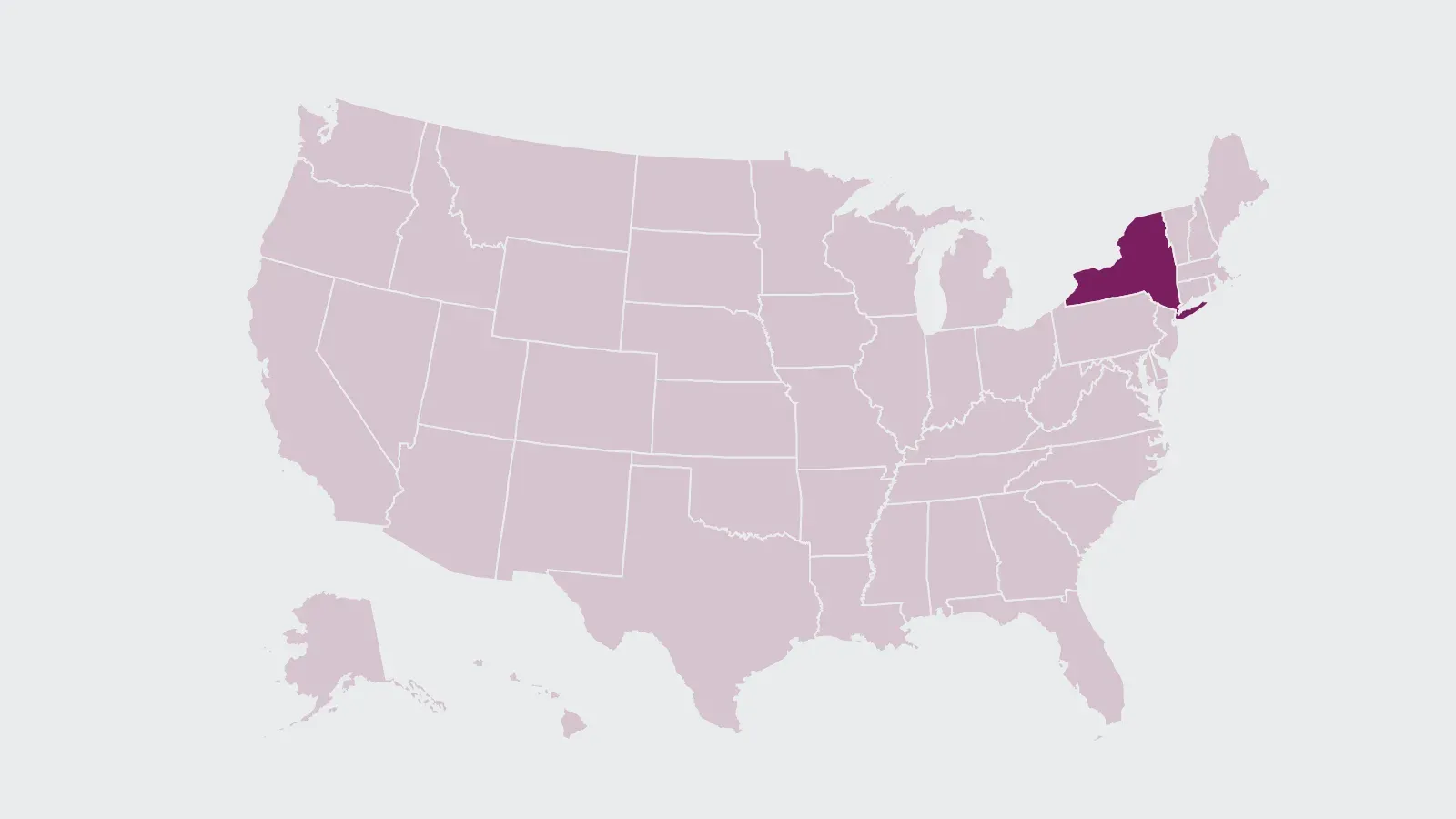 Map of the United States with New York highlighted