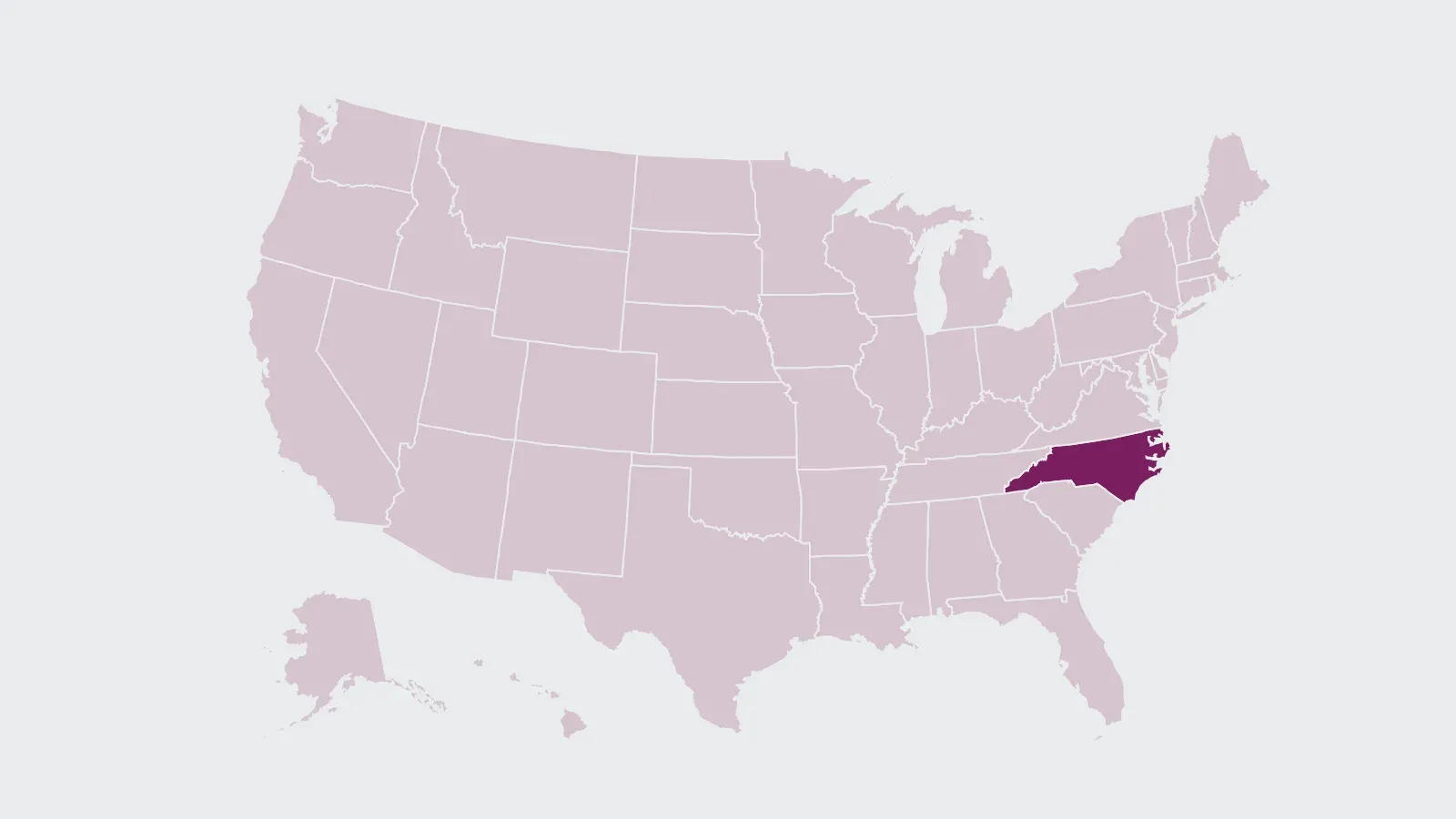 Map of the United States with North Carolina highlighted