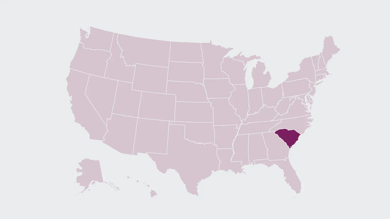 Map of the United States with South Carolina highlighted
