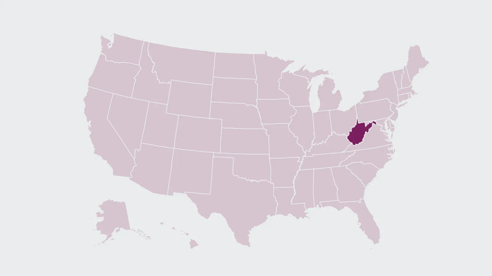 Map of the United States with West Virginia highlighted